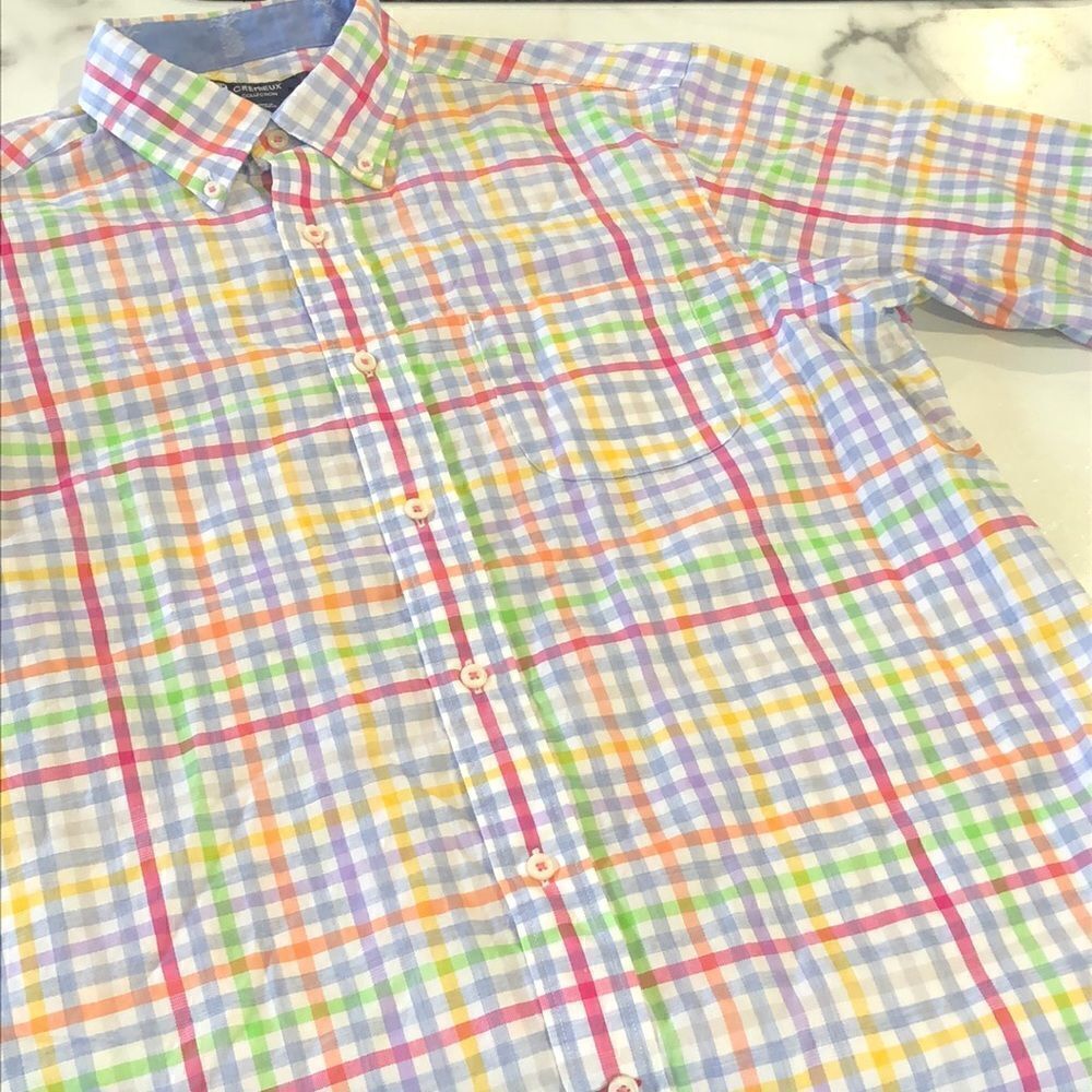Cremieux Cotton Short Sleeve Button Down Shirt Mens M